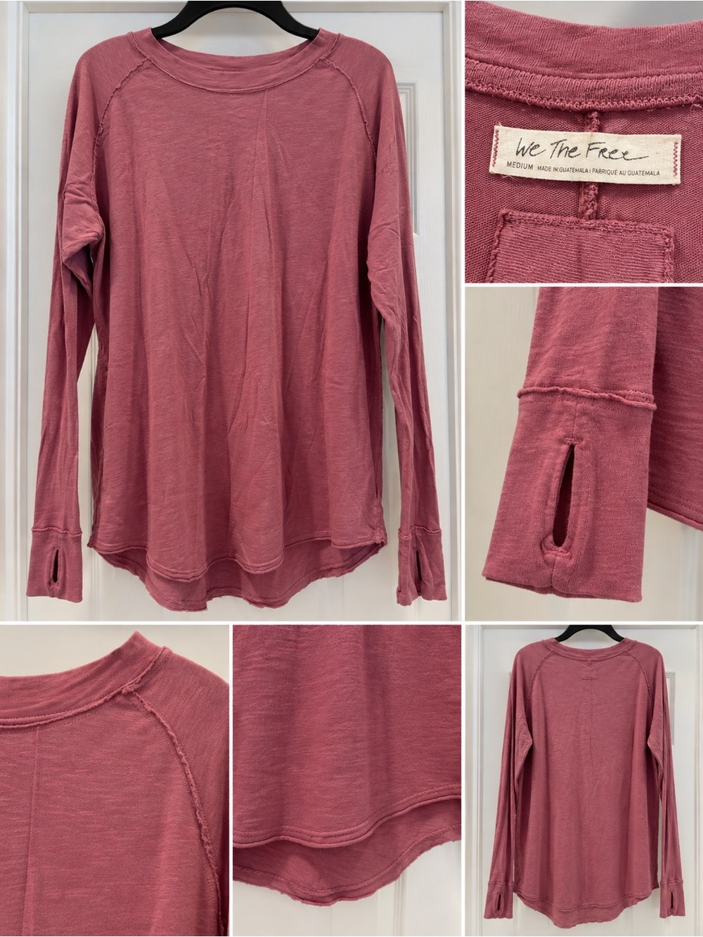 We The Free Long-Sleeve Thumbhole Top in Mauve Pink